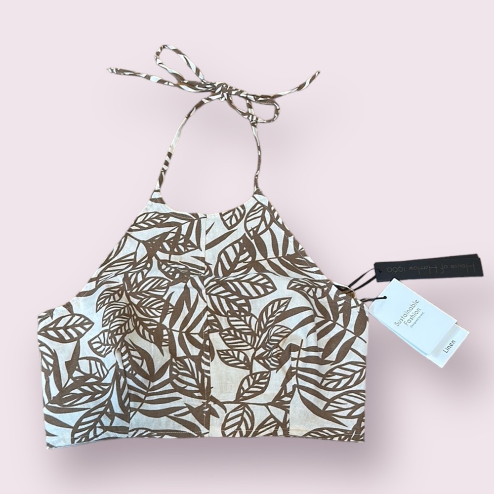House of Harlow Linen Halter Top NEW WITH TAGS size 8 MEDIUM